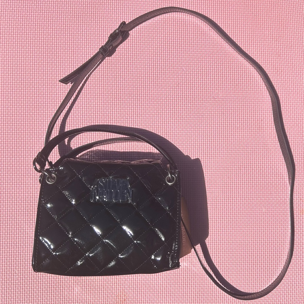 Steve Madden- Black Puffer Quilted Crossbody Bag